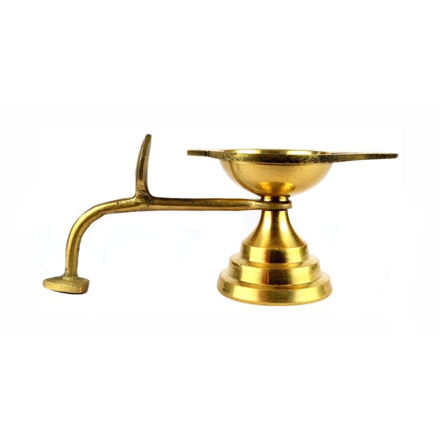 ASHIRWAD Brass Aarti Diya with Handle – Heavy Sturdy Oil/Ghee Puja Lamp for Daily Worship & Rituals