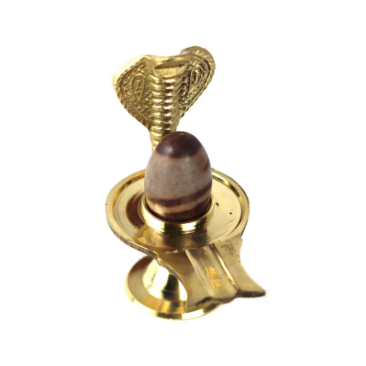 ASHIRWAD Narmadeshwar Shivling – Brass Jalhari Yoni Base with Narmada Banalinga Stone for Puja & Worship
